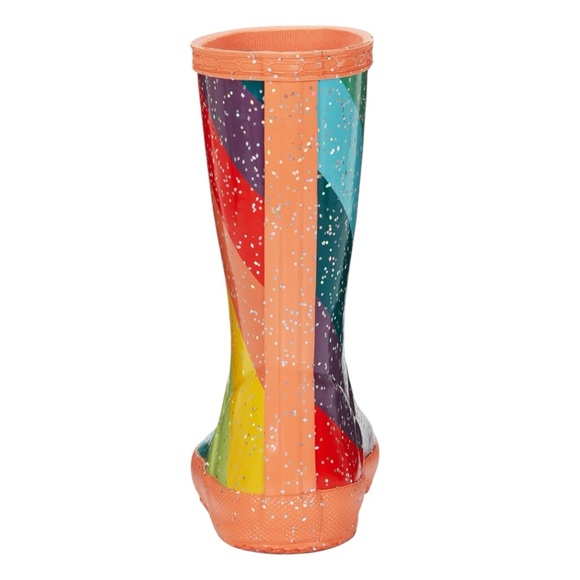 New In Box HUNTER Kids First Glitter Stripe Rain Boots Sz 7C Optimistic Orange - Picture 5 of 8